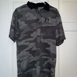 Under Armour Men's Black and Gray Camo Polo